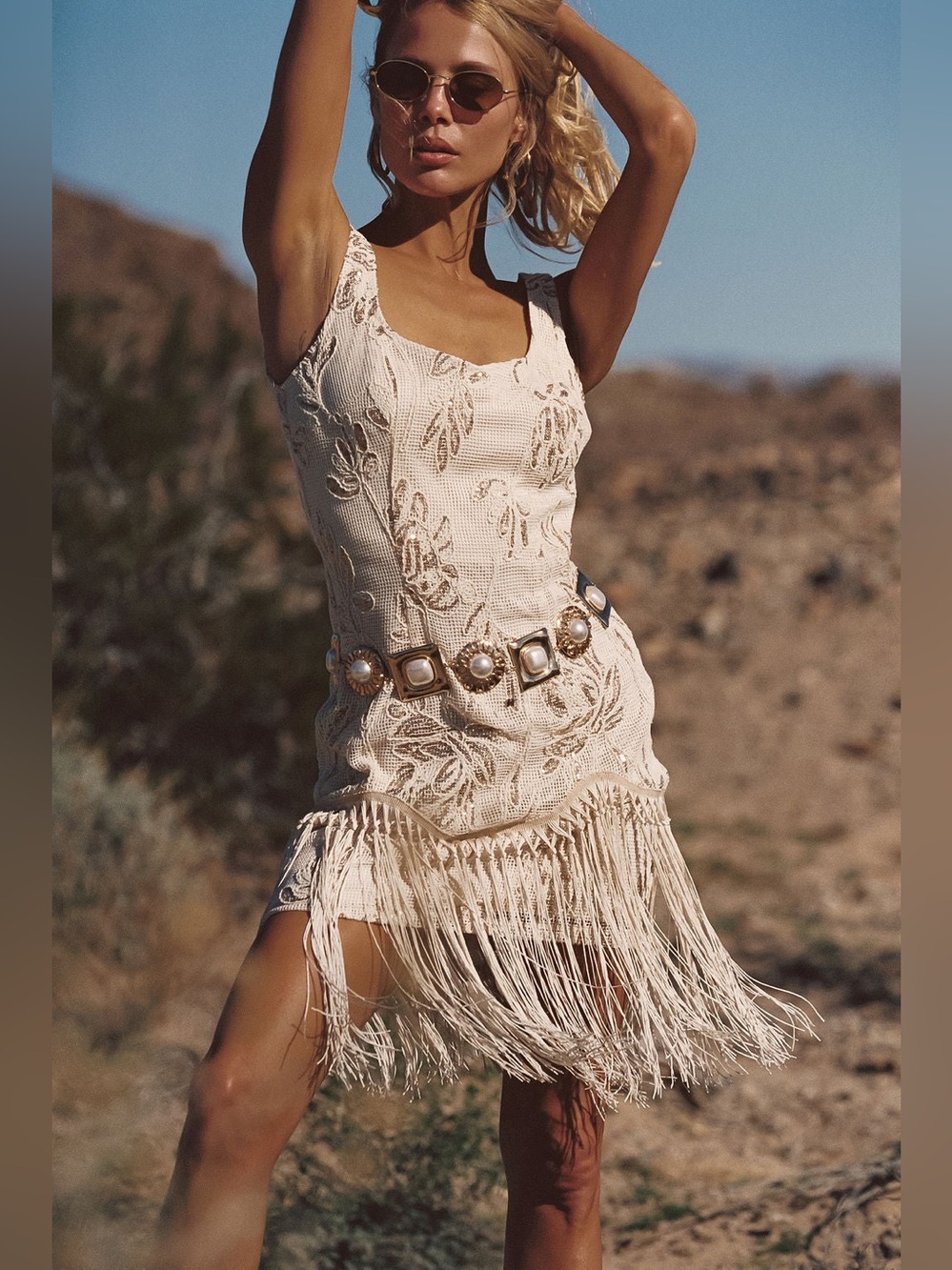 12th Tribe Ophelia Gold Sequin Fringe Dress - Picture 2 of 7